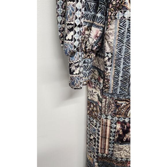 Essue Chic Velvet Boho Wide Leg Pants Long Sleeve Jumpsuit, Size Sm, Multi Color - Picture 7 of 15